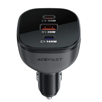 Зарядно за кола B14 – Acefast, 2x USB-C, USB, 165W, бързо зареждане, интелигентен контрол на температурата – черно