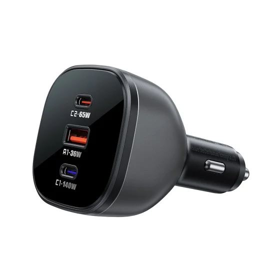 Зарядно за кола B14 – Acefast, 2x USB-C, USB, 165W, бързо зареждане, интелигентен контрол на температурата – черно