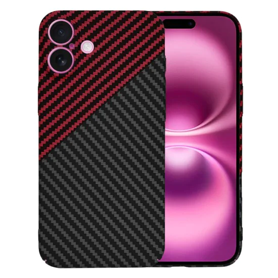 Калъф за iPhone 16 Plus - Carbonite FiberShell - Red Vortex