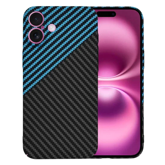 Калъф за iPhone 16 Plus - Carbonite FiberShell - Blue Pulse