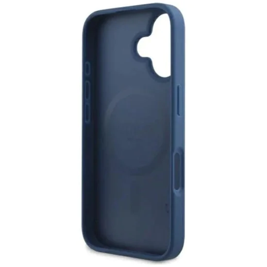 Калъф за iPhone 16 - Guess Hardcase 4G Printed Stripes MagSafe (GUHMP16SP4RPSB) - син