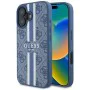 Калъф за iPhone 16 - Guess Hardcase 4G Printed Stripes MagSafe (GUHMP16SP4RPSB) - син