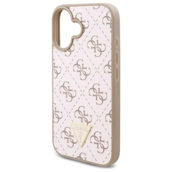 Калъф за iPhone 16 - Guess Hardcase 4G Triangle Metal Metal Logo (GUHCP16SPG4GPH) - Бял