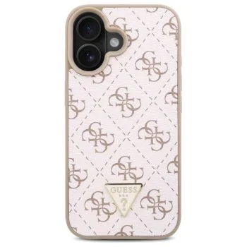 Калъф за iPhone 16 - Guess Hardcase 4G Triangle Metal Metal Logo (GUHCP16SPG4GPH) - Бял