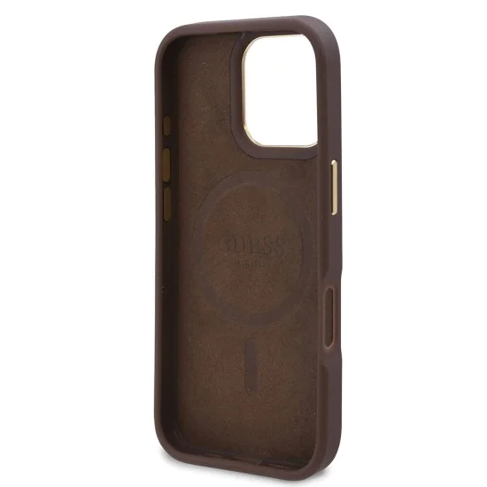 Калъф за iPhone 16 Pro - Guess Hardcase 4G Logo Plate MagSafe (GUHMP16LU4GPRB) - Син