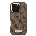 Калъф за iPhone 16 Pro - Guess Hardcase 4G Logo Plate MagSafe (GUHMP16LU4GPRB) - Син