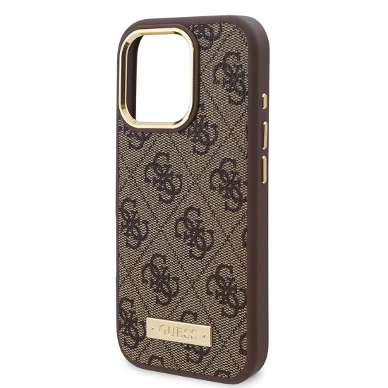Калъф за iPhone 16 Pro - Guess Hardcase 4G Logo Plate MagSafe (GUHMP16LU4GPRB) - Син
