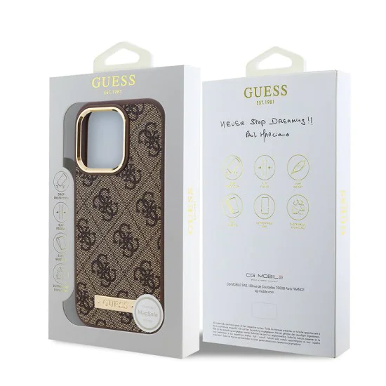 Калъф за iPhone 16 Pro - Guess Hardcase 4G Logo Plate MagSafe (GUHMP16LU4GPRB) - Син