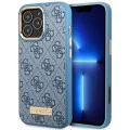 Калъф за iPhone 16 Pro - Guess Hardcase 4G Logo Plate MagSafe (GUHMP16LU4GPRB) - Син