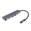 Хъб 2 x USB, Type-C, HDMI, Full HD, 5 Gbit/s, 100W - Фиксиран (FIXHU-MN-GR) - Сив