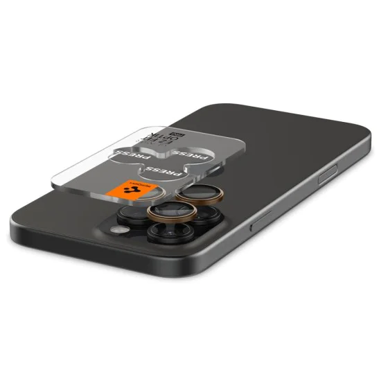 Протектор за камера за iPhone 16 Pro (комплект 2) - Spigen Glas.tR Optik EZ Fit Pro - Desert Titanium