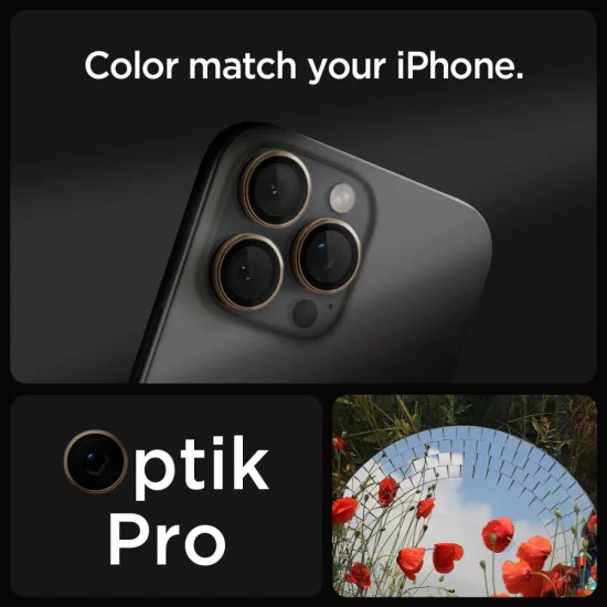 Протектор за камера за iPhone 16 Pro (комплект 2) - Spigen Glas.tR Optik EZ Fit Pro - Desert Titanium