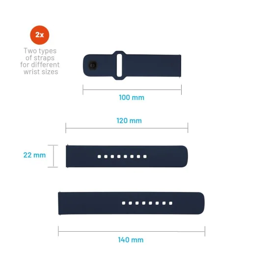 Каишка за Huawei Watch GT 2 (46 мм)/GT 2 Pro/GT 3 Pro (46 мм)/Ultimate, Xiaomi Watch S1 - фиксиран комплект спортни каишки - син
