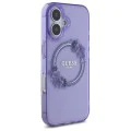 Калъф за iPhone 16 - Guess IML Flowers Wreath MagSafe (GUHMP16SHFWWFCU) - Лилав