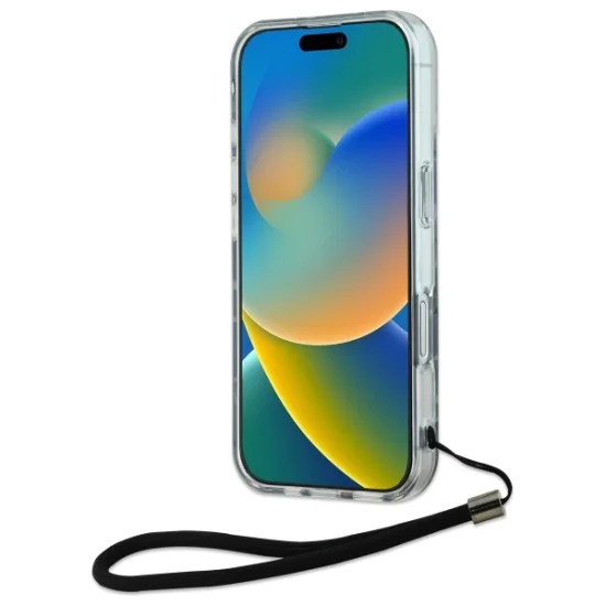 Калъф за iPhone 16 Plus - Karl Lagerfeld Hardcase (KLHCHCP16MHZBZPKCCU) - лилава зебра с кабел