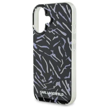 Калъф за iPhone 16 Plus - Karl Lagerfeld Hardcase (KLHCHCP16MHZBZPKCCU) - лилава зебра с кабел