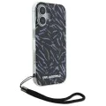 Калъф за iPhone 16 Plus - Karl Lagerfeld Hardcase (KLHCHCP16MHZBZPKCCU) - лилава зебра с кабел