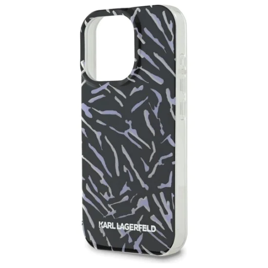 Калъф за IPhone 16 Pro Max - твърд калъф Karl Lagerfeld (KLHCP16XHZBZPKCCU) - лилава зебра с кабел