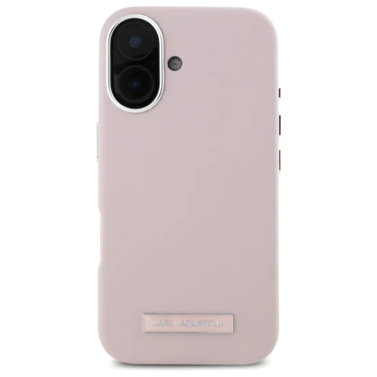 Калъф за IPhone 16 - Karl Lagerfeld Leather MagSafe (KLHMP16SPGMSRPP) - Pink FW Metal Plate