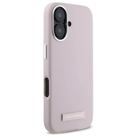 Калъф за IPhone 16 - Karl Lagerfeld Leather MagSafe (KLHMP16SPGMSRPP) - Pink FW Metal Plate