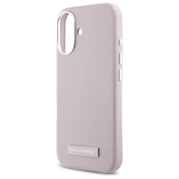 Калъф за IPhone 16 - Karl Lagerfeld Leather MagSafe (KLHMP16SPGMSRPP) - Pink FW Metal Plate