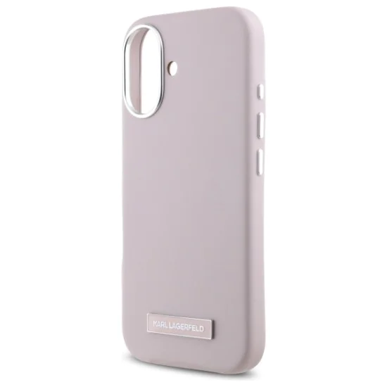 Калъф за IPhone 16 - Karl Lagerfeld Leather MagSafe (KLHMP16SPGMSRPP) - Pink FW Metal Plate