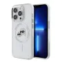 Калъф за iPhone 14 Pro - Karl Lagerfeld IML MagSafe (KLHMP14LHLHLSKCH) - Бял метал Karl&Choupette Head
