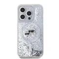 Калъф за iPhone 15 Pro - Karl Lagerfeld Liquid Glitter MagSafe (KLHMP15LLLLGKCSGH) - Transparent Karl&Choupette Head