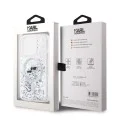 Калъф за iPhone 15 Pro - Karl Lagerfeld Liquid Glitter MagSafe (KLHMP15LLLLGKCSGH) - Transparent Karl&Choupette Head