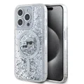 Калъф за iPhone 15 Pro - Karl Lagerfeld Liquid Glitter MagSafe (KLHMP15LLLLGKCSGH) - Transparent Karl&Choupette Head