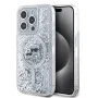 Калъф за iPhone 15 Pro - Karl Lagerfeld Liquid Glitter MagSafe (KLHMP15LLLLGKCSGH) - Transparent Karl&Choupette Head