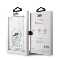 Калъф за iPhone 15 Pro Max - Karl Lagerfeld Liquid Glitter MagSafe (KLHMP15XLGKCSGH) - Transparent Karl&Choupette Head