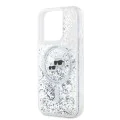 Калъф за iPhone 15 Pro Max - Karl Lagerfeld Liquid Glitter MagSafe (KLHMP15XLGKCSGH) - Transparent Karl&Choupette Head