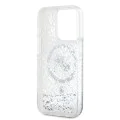 Калъф за iPhone 15 Pro Max - Karl Lagerfeld Liquid Glitter MagSafe (KLHMP15XLGKCSGH) - Transparent Karl&Choupette Head
