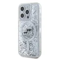 Калъф за iPhone 15 Pro Max - Karl Lagerfeld Liquid Glitter MagSafe (KLHMP15XLGKCSGH) - Transparent Karl&Choupette Head