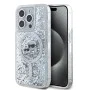 Калъф за iPhone 15 Pro Max - Karl Lagerfeld Liquid Glitter MagSafe (KLHMP15XLGKCSGH) - Transparent Karl&Choupette Head