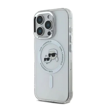 Калъф за iPhone 16 Pro - Karl Lagerfeld IML MagSafe (KLHMP16LHLHLSKCH) - Бял метал Karl&Choupette Head