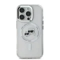 Калъф за iPhone 16 Pro - Karl Lagerfeld IML MagSafe (KLHMP16LHLHLSKCH) - Бял метал Karl&Choupette Head