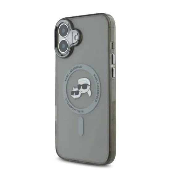 Калъф за iPhone 16 Plus - Karl Lagerfeld IML MagSafe (KLHMP16MHLSKCK) - Metal Karl&Choupette Head