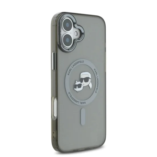 Калъф за iPhone 16 Plus - Karl Lagerfeld IML MagSafe (KLHMP16MHLSKCK) - Metal Karl&Choupette Head