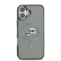 Калъф за iPhone 16 Plus - Karl Lagerfeld IML MagSafe (KLHMP16MHLSKCK) - Metal Karl&Choupette Head