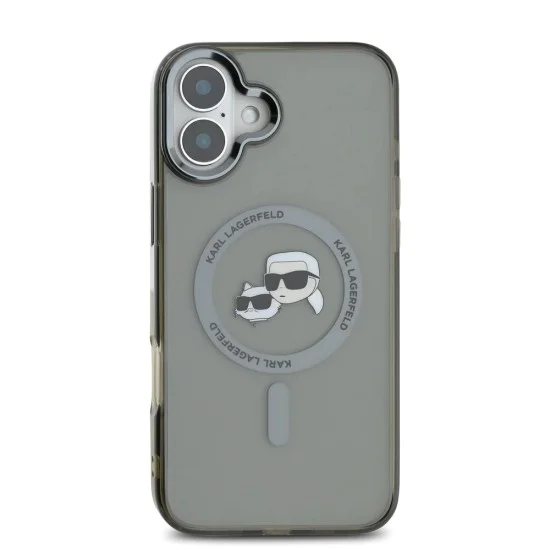 Калъф за iPhone 16 Plus - Karl Lagerfeld IML MagSafe (KLHMP16MHLSKCK) - Metal Karl&Choupette Head