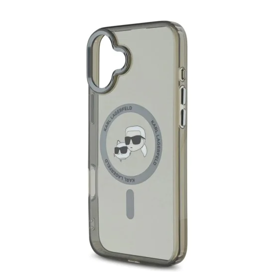 Калъф за iPhone 16 Plus - Karl Lagerfeld IML MagSafe (KLHMP16MHLSKCK) - Metal Karl&Choupette Head