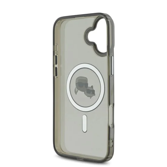 Калъф за iPhone 16 Plus - Karl Lagerfeld IML MagSafe (KLHMP16MHLSKCK) - Metal Karl&Choupette Head