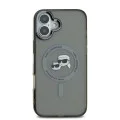 Калъф за iPhone 16 - Karl Lagerfeld IML MagSafe (KLHMP16SHLSKCK) - Metal Karl&Choupette Head