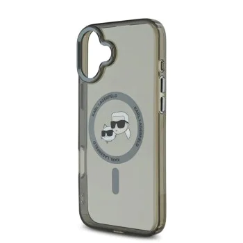 Калъф за iPhone 16 - Karl Lagerfeld IML MagSafe (KLHMP16SHLSKCK) - Metal Karl&Choupette Head