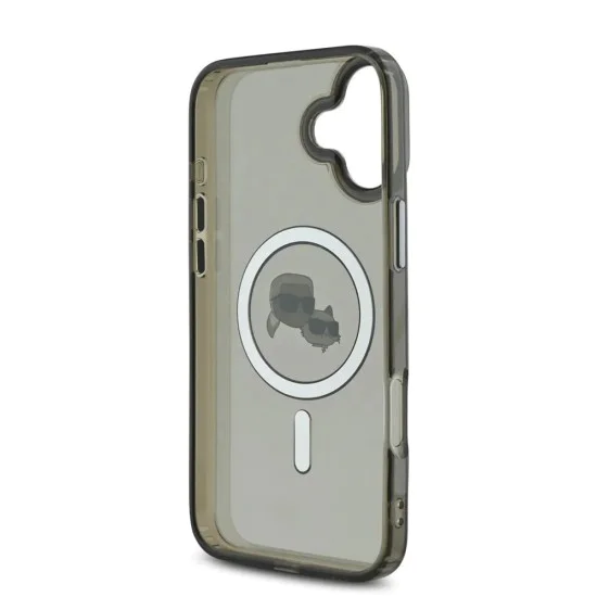 Калъф за iPhone 16 - Karl Lagerfeld IML MagSafe (KLHMP16SHLSKCK) - Metal Karl&Choupette Head