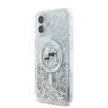 Калъф за iPhone 16 - Karl Lagerfeld Glitter Liquid MagSafe (KLHMP16SLGKKCSGH) - Transparent Karl&Choupette Head