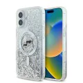 Калъф за iPhone 16 - Karl Lagerfeld Glitter Liquid MagSafe (KLHMP16SLGKKCSGH) - Transparent Karl&Choupette Head