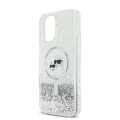 Калъф за iPhone 16 - Karl Lagerfeld Glitter Liquid MagSafe (KLHMP16SLGKKCSGH) - Transparent Karl&Choupette Head